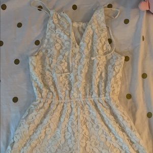 White floral lace tank top romper 🤍